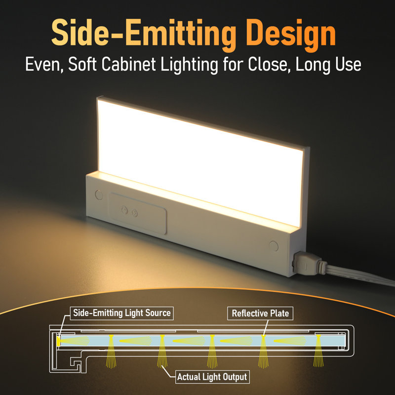 EdgeForm 12" Slim LED Under Cabinet Light, Dimmable Linkable, Hardwired or Plug-In, 12 Inch