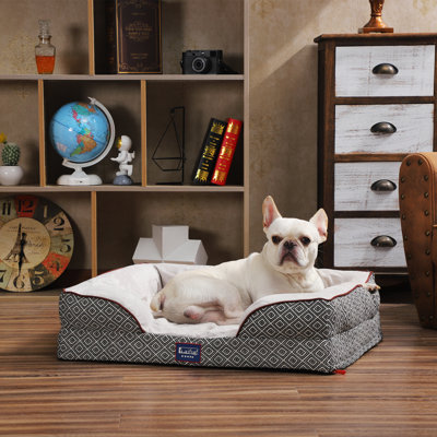 Geometric Orthopedic Suede Pet Bed