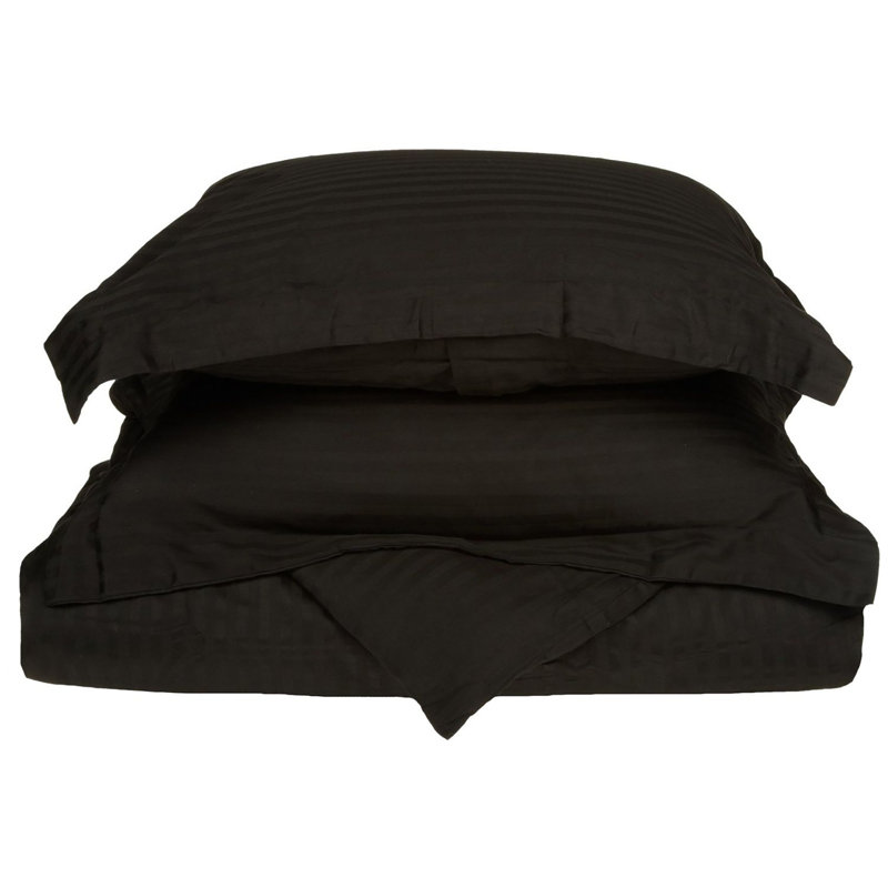 Mitchell Scotia 300 Thread Count Egyptian Cotton Blend Duvet Cover Set, Full / Queen, Black