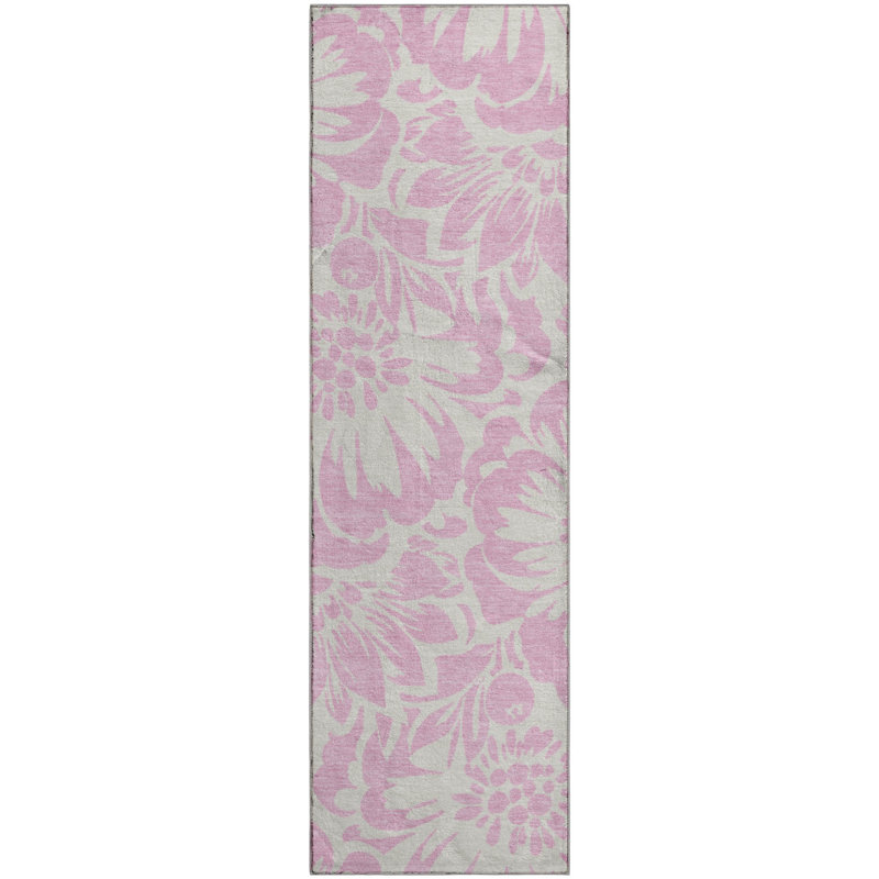 Premium Machine Washable Cerrito AMF551 Pink Rug, Runner 2'3" x 7'6"