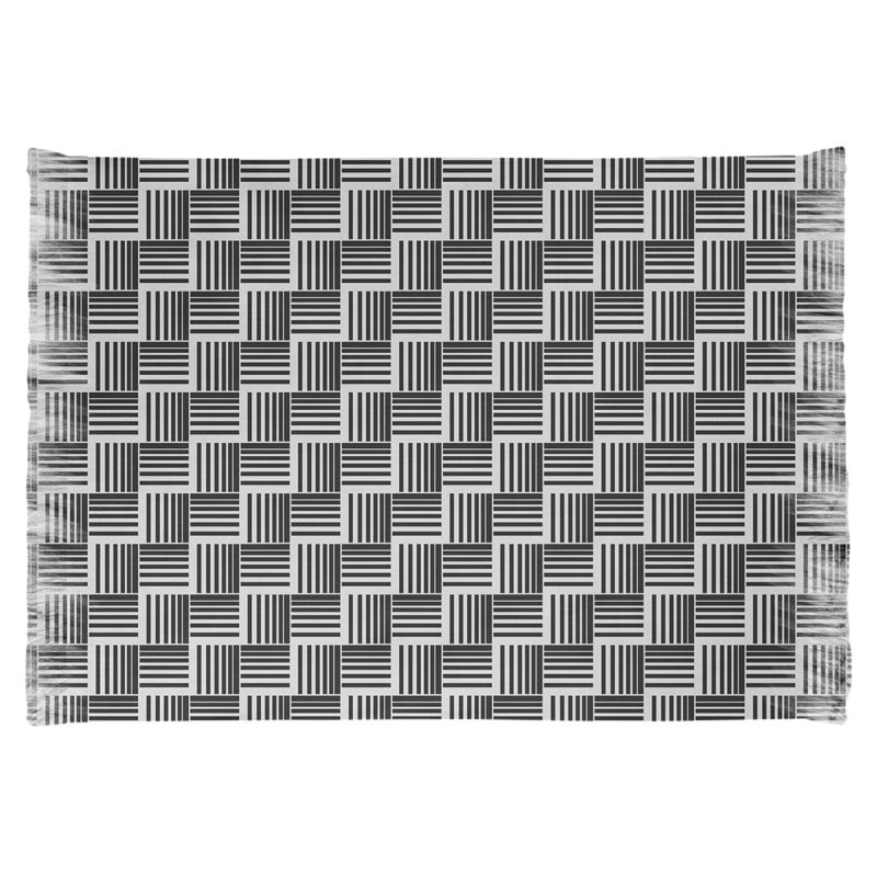 Tapis à rayures noires classic basketweave, Non