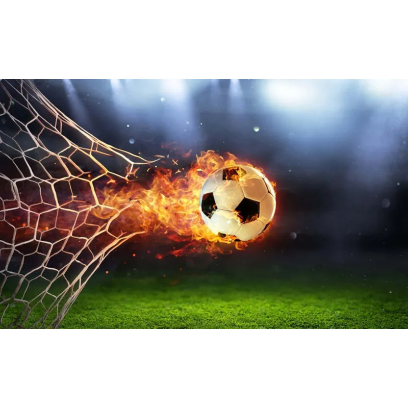 Murale de papier peint ballon de soccer, L 108 po x l 160 po