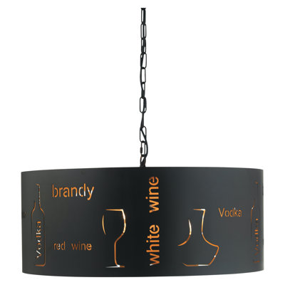 Landrum 5 - Light Black/Gold Drum Pendant