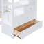 Lit superposé double au-dessus de simple avec garde-robe, tiroirs, blanc