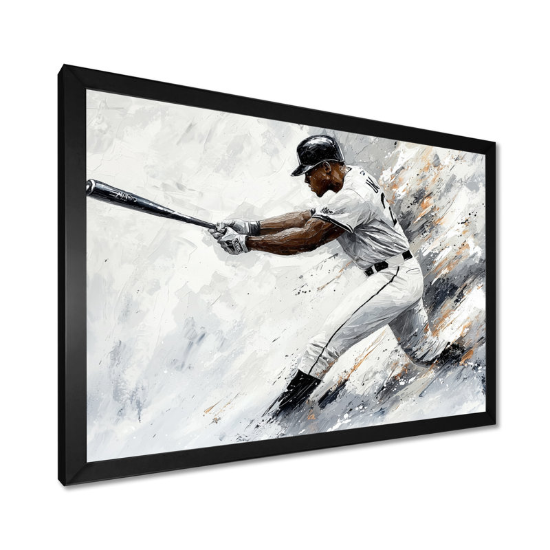 Baseball Player Action II - Sport Baseball, impression d'art mural, H 34 po x l 44 po, Noir