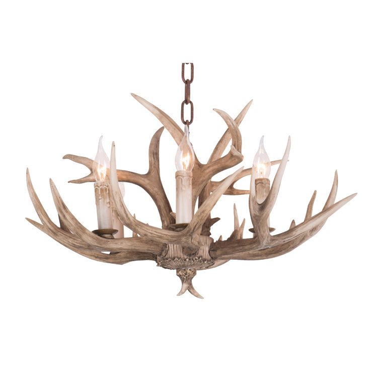 Wehrle 6-Light Bronze Polyresin Antler Horn Chandelier