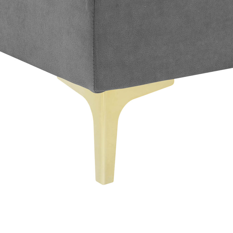 Amulya Upholstered U-Shaped Sectional Symmetrical, Dark Gray, Gold