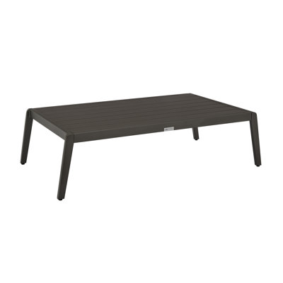 Avila Outdoor Rectangular Slatted Aluminum Coffee Table in Powder Coated Dark Bronze Finish