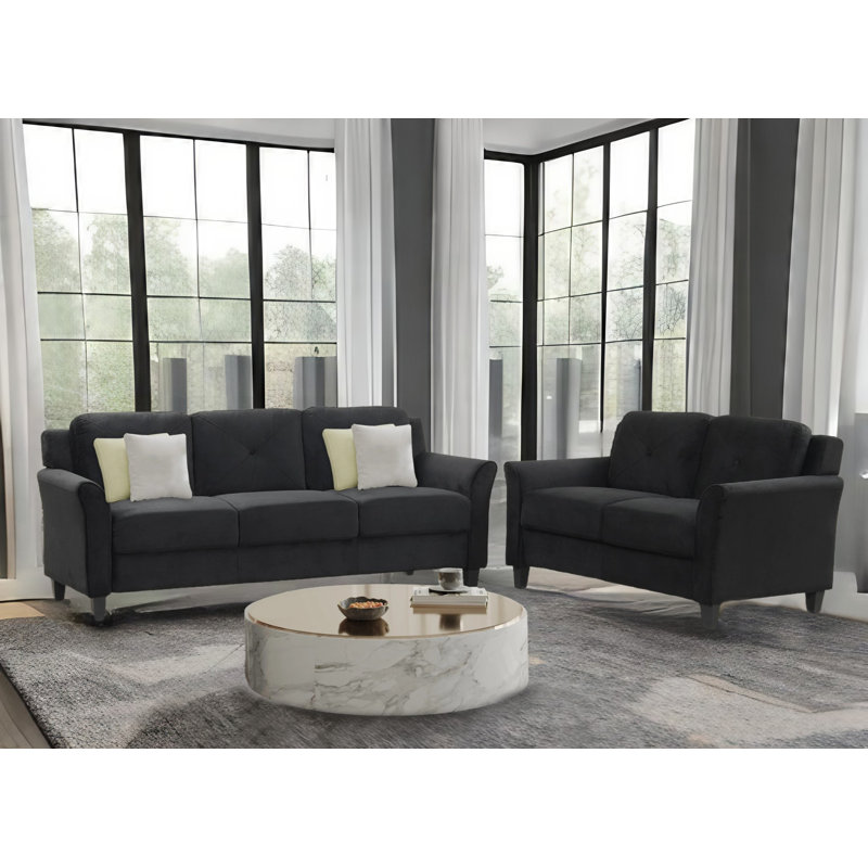 Ensemble de salon Enzi, 100% lin noir antique