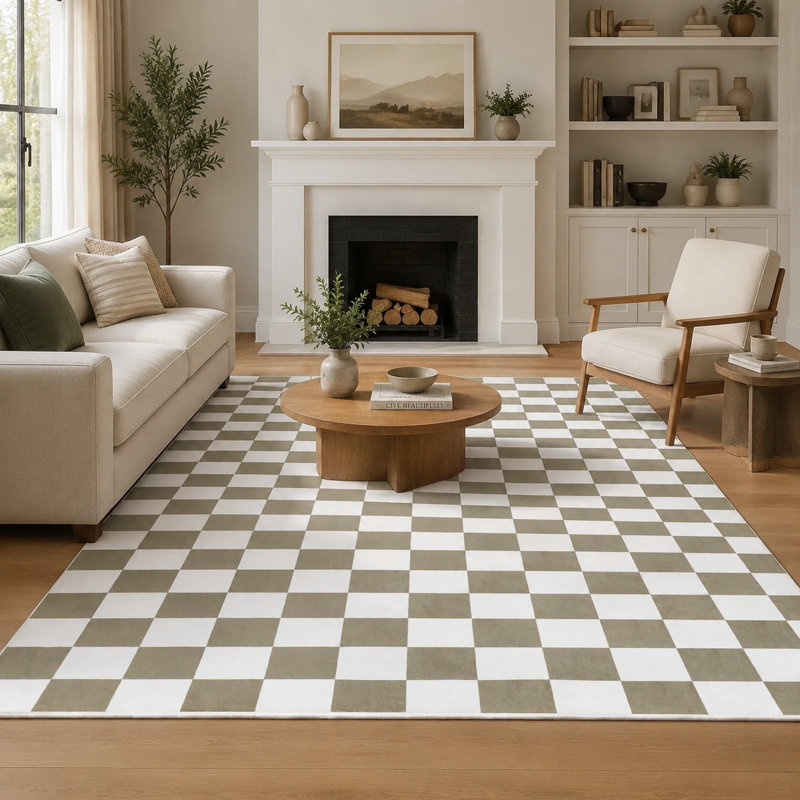 Tapis à carreaux et tapis lavables Fillender, Rectangle 5 pi x 7 pi 1 po