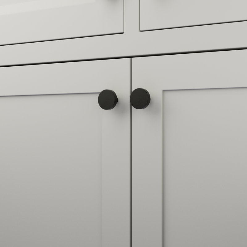 Poignée ronde Heritage Designs - Bouton d'armoire de 1 3/16 po de diamètre noir mat - Quincaillerie contemporaine pour tiroirs et armoires