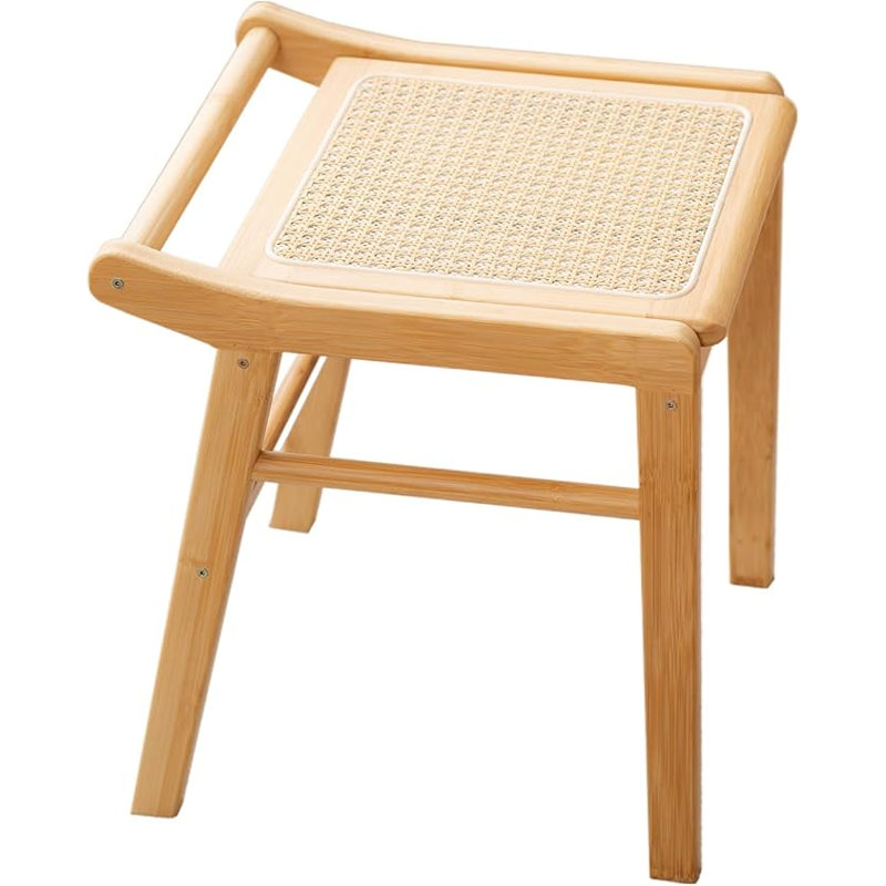 Tabouret de coiffeuse - Tabouret de maquillage carré en rotin