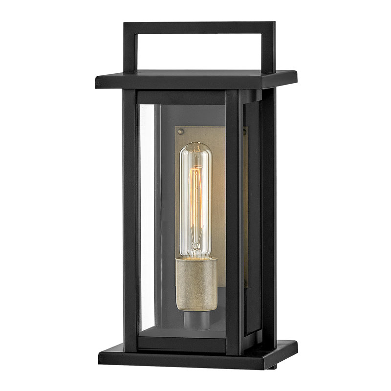 Langston Two-Tone Wall Mount Aluminum Outdoor Lantern, 13.5 " H x  6.5" W x 6" D