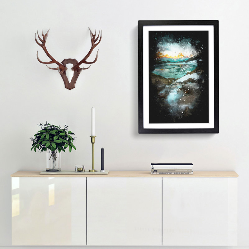 Mountain View in Switzerland - Picture Frame Graphic Art Print, 33cm H x 24cm W x 2cm D, Black Framed