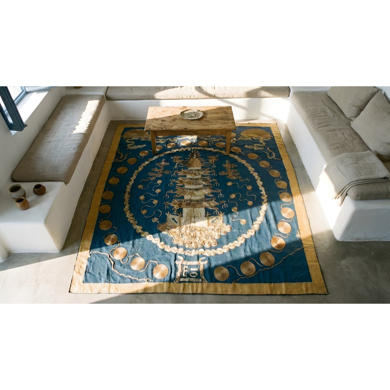 Antique Chinese Scenic Architectural Textile Art