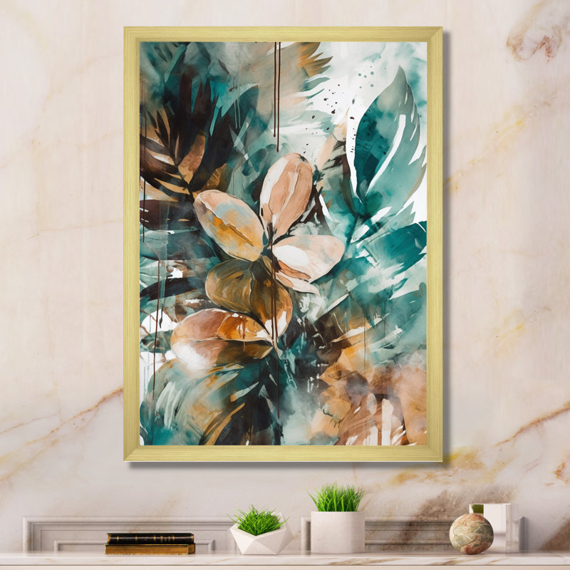 Rosshirt «Green and Brown Visions In Boho II», reproduction sur toile, H 44 po x l 34 po x P 1,5 po, Encadrement doré