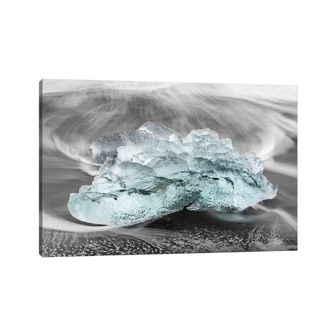 Icebergs On A Black Volcanic Beach VI, Vatnajokull National Park, Iceland by Martin Zwick - Wrapped Canvas Print
