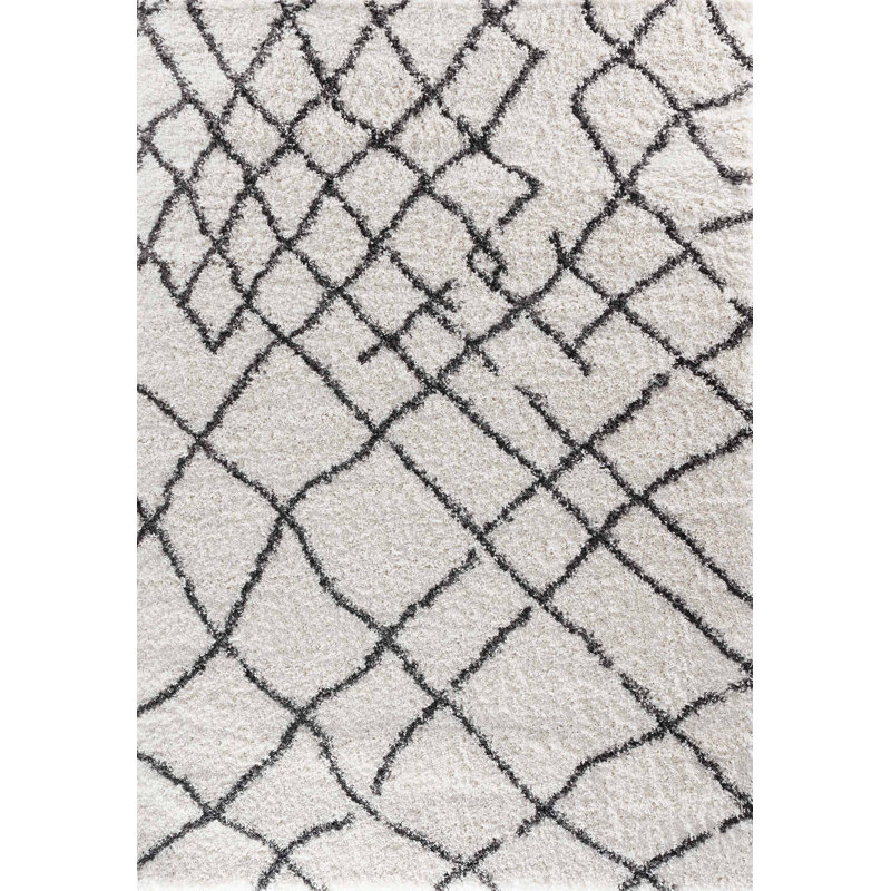 Tenny Geometric Shag Area Rug, Rectangle 80 x 150cm