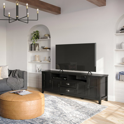 Meuble télé en bois massif de 72 po de large Burlington pour téléviseur de 80 po ou moins