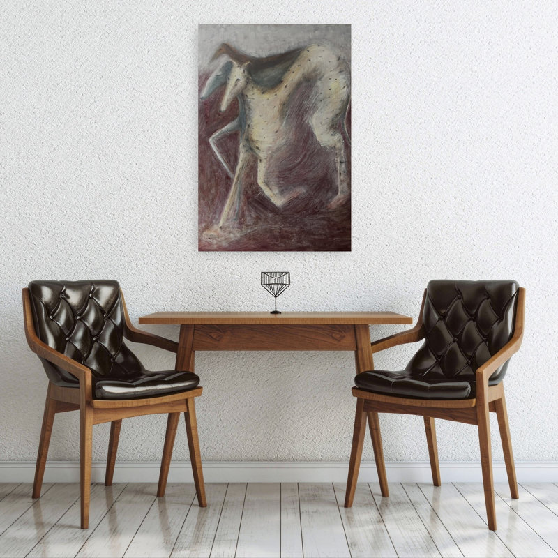 The Hunt Abstract Elegant Ethereal Dog Horse Wall Art Print 1 Piece Wrapped Canvas Wall Art, 91.44cm H x 60.96cm W