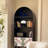 Black Solid Wood Arched Bookcase Display Cabinet