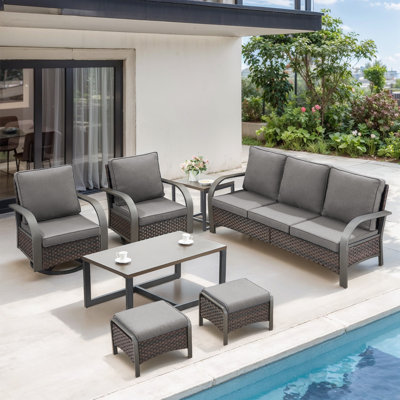 Ensemble de meubles d'extérieur 6 pièces avec chaises pivotantes Bobra