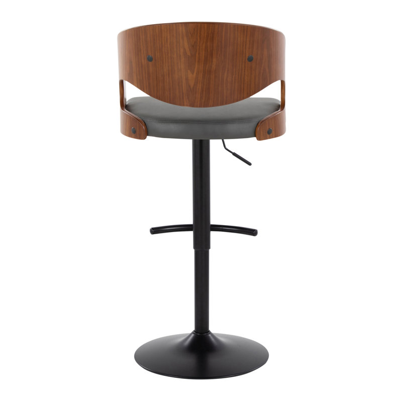 Tabouret de bar ajustable Pino, Gris / noir / noyer, 2