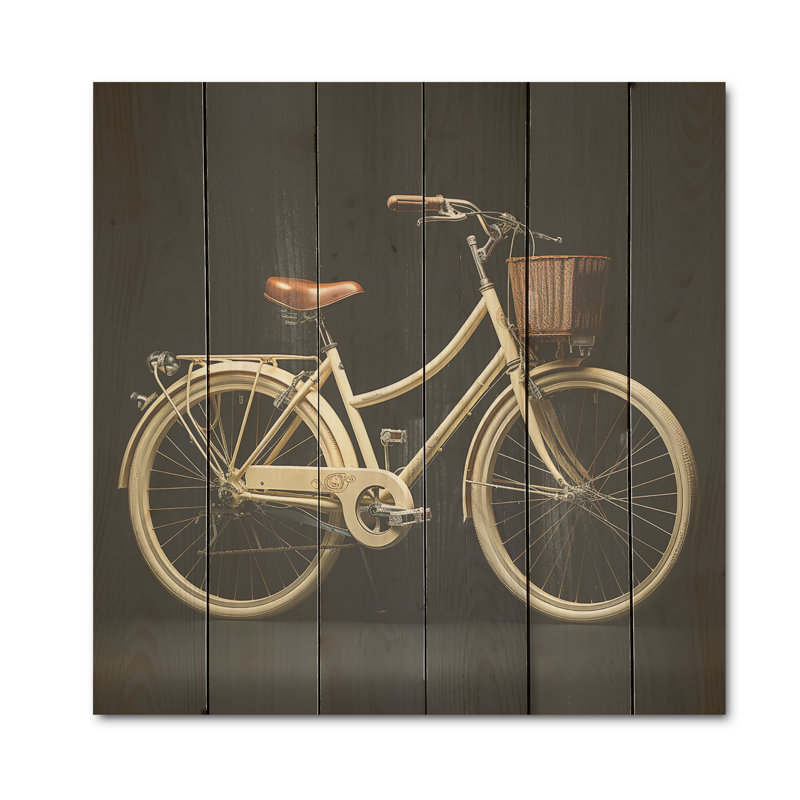 Ivoire, parcours de vélo I - art mural en bois de bicyclette sur bois de pin naturel, H 15 po x l 15 po