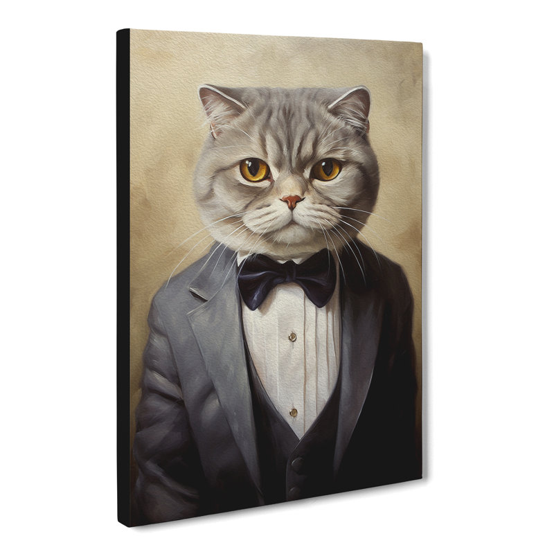 Cat in a Suit Painting No.6 - Wrapped Canvas, 60cm H x 40cm W x 3cm D