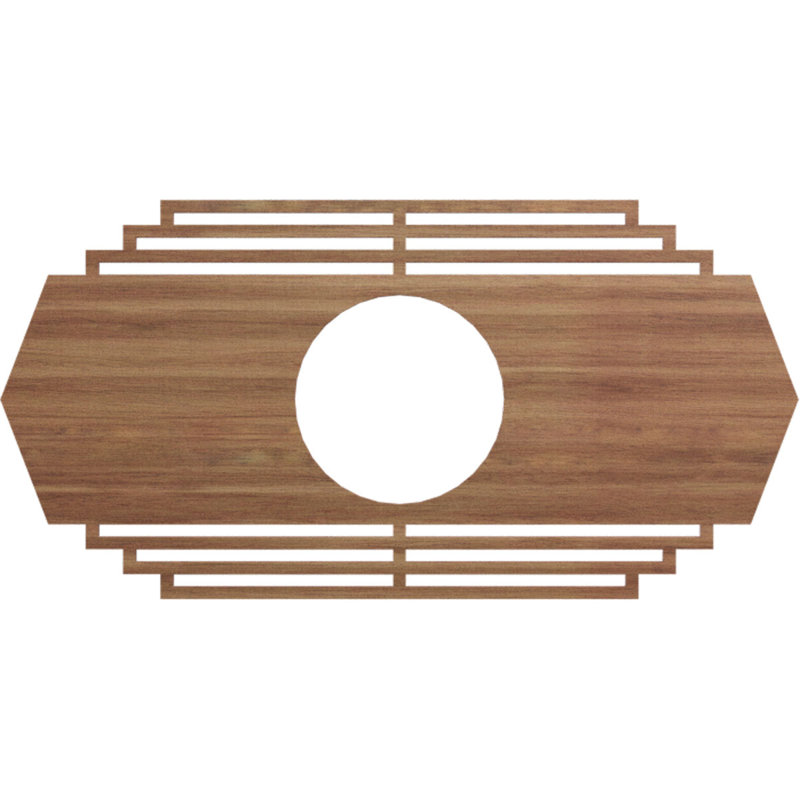 Médaillon de plafond en bois Chrysler, Noyer, H 16 po x l 32 po x P 0,38 po
