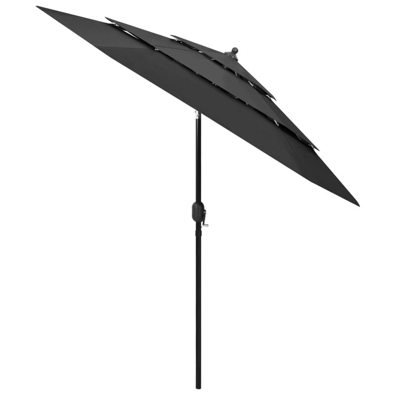  Parasol rond en aluminium thermolaqué inclinable, H 90,2 po x l 98,4 po x P 98,4 po, Anthracite