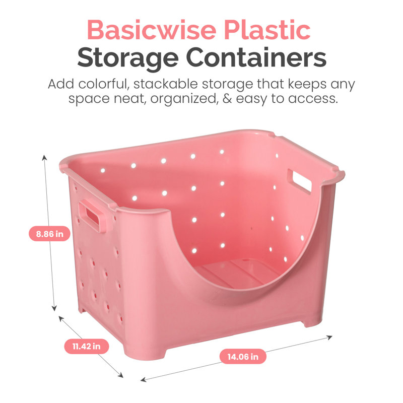 Bacs de rangement empilables en plastique, Bleu