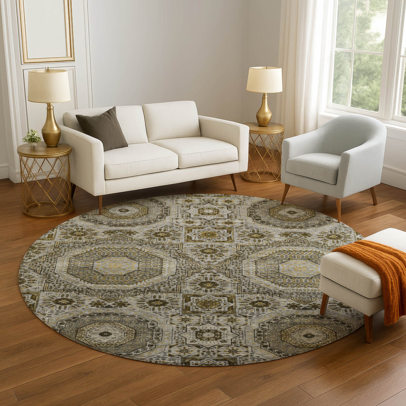 Premium Machine Washable Tara Panels Rug, Round 8'