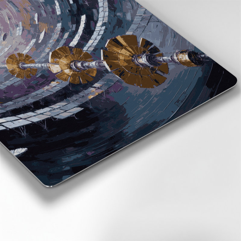 SciFi Satellite array in deep space Gray Metal Wall Art, 12" H x 12" W x 0.05" D