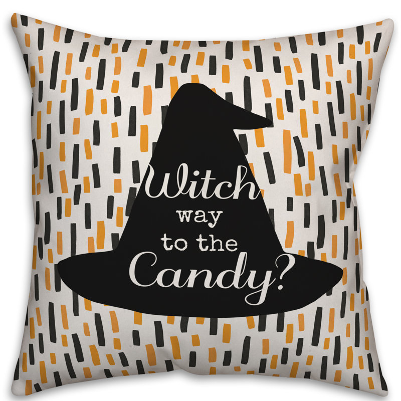  Coussin Witch Way to the Candy, Utilisation intérieure seulement, 16 po x 1 po