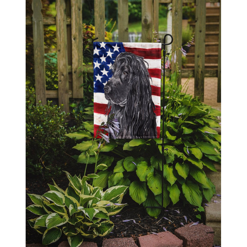 2 côtés en polyester de 2 côtés american drapeau de jardin, Épagneul cocker gris