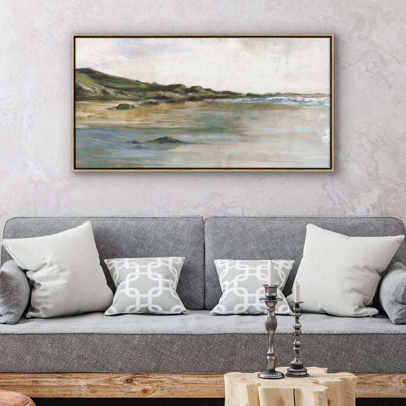 20 x 40, art mural sur toile de sable, côte verte et océan bleu - art mural côtier, 20 po x 40 po