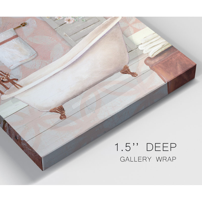 «Blush Bath I», ensemble de 2 reproductions sur toiles tendues, H 10 po x l 10 po x P 1,25 po, Pas de tapis, Toile tendue