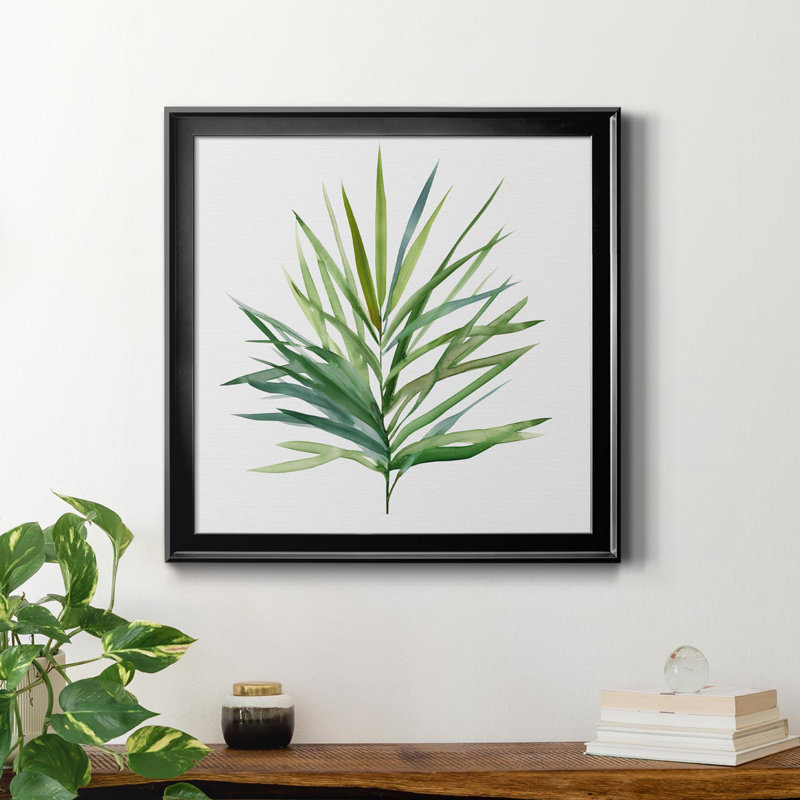 Palmier I - peinture sur toile encadrée, H 26,5 po x l 26,5 po x P 1,5 po, Noir
