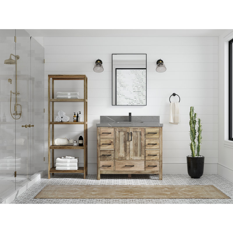 Ensemble de meuble-lavabo simple 42 po Malibu, Gris Piatra, Naturel