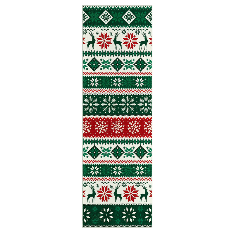 Christmas Area Rug for Living Room Machine Washable Winter Rug Snowflake Non-Slip Rug Xmas Holiday Accent Rug for Bathroom Bedroom