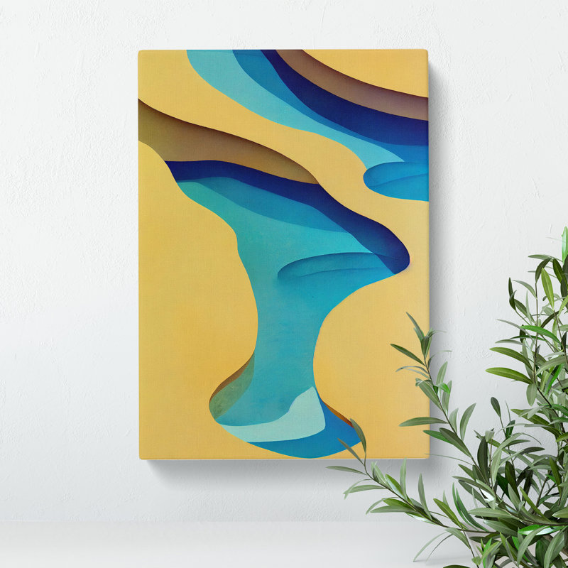 Beach Abstract No.2 - Wall Art, 76cm H x 50cm W x 3cm D, Wrapped Canvas, No Matte