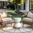 Double Hourglass Travertine Stone Finish Italian Design MgO Side Accent Table