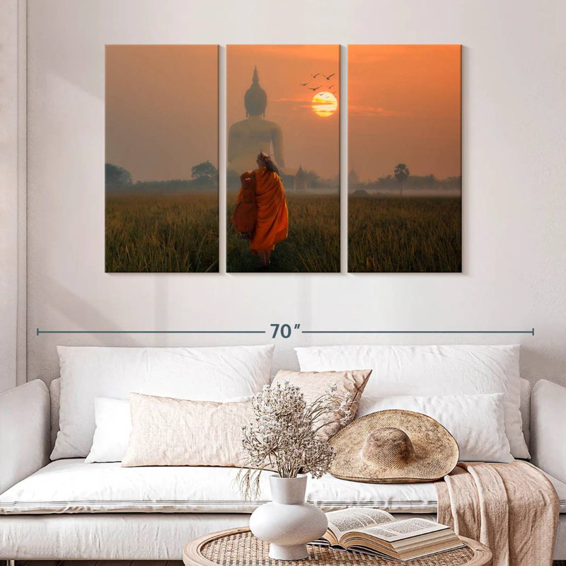 Adella Monk Behind Big Buddha, 32" H x 50" W