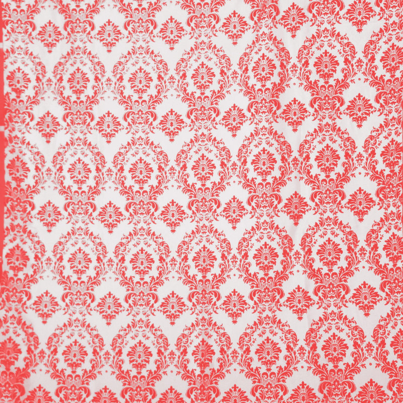Damask Tailored Window Valance, 120" W x 9" L, Red/White