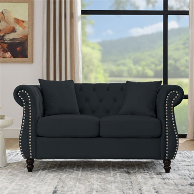 Deavon 58.8'' Velvet Rolled Arm Loveseat -  Charlton HomeÂ®, 757EE6F2456240D599C8867FB8CD378A