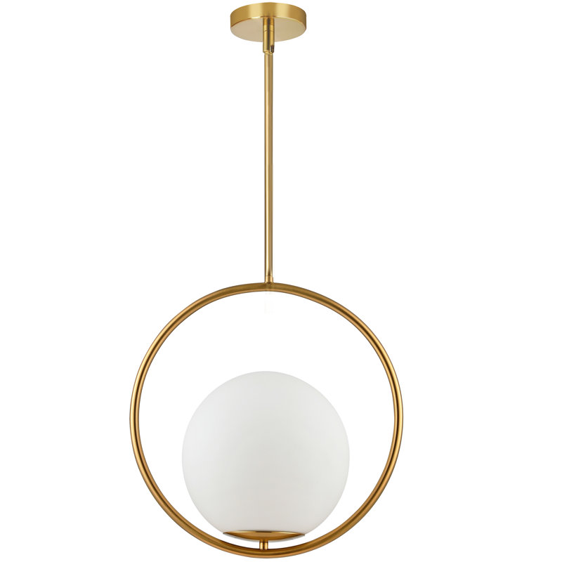 1 - Light Single Pendant, Aged Brass, 16" H x 15.75" W x 9.75" D