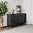 Modern Black Lacquered 4 Door Wooden Cabinet - Sideboard Buffet Server for Living Room, Entryway, Office, Kitchen & Dining Room