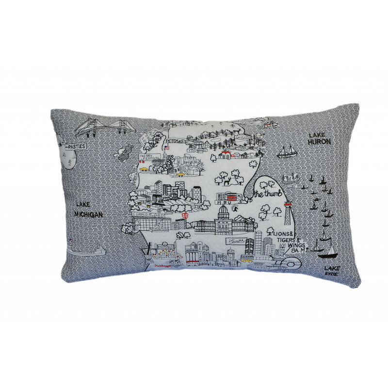 Coussin lombaire 24 po Minneapolis, Blanc / gris