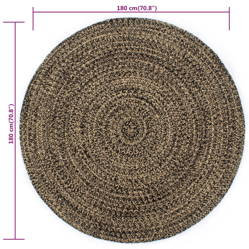 Round Solid Colour Hand Woven Area Rug, Round 180cm